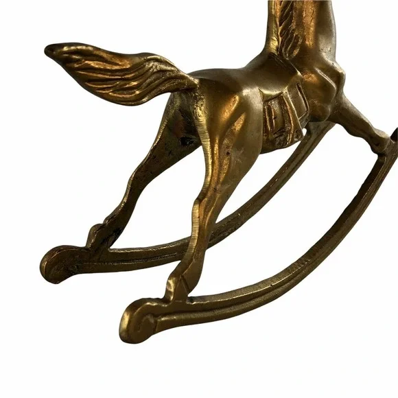 Vintage Solid Brass Rocking Horse Figurine 7.25" x 5.5" - Picture 8 of 11